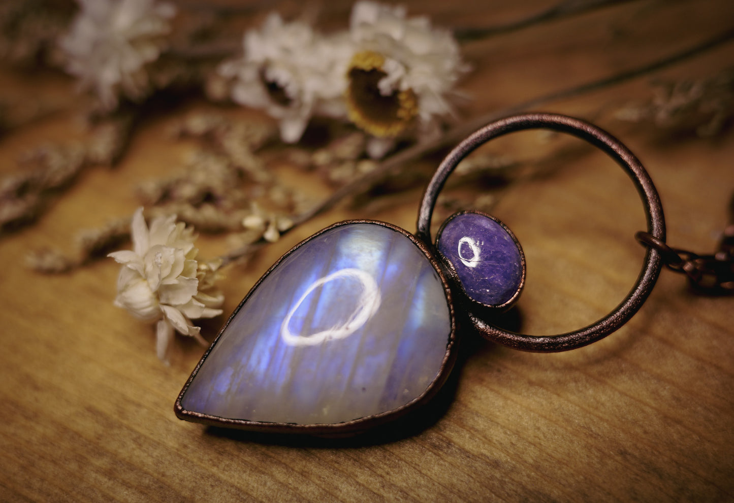 Moonstone and Tanzanite Copper Necklace